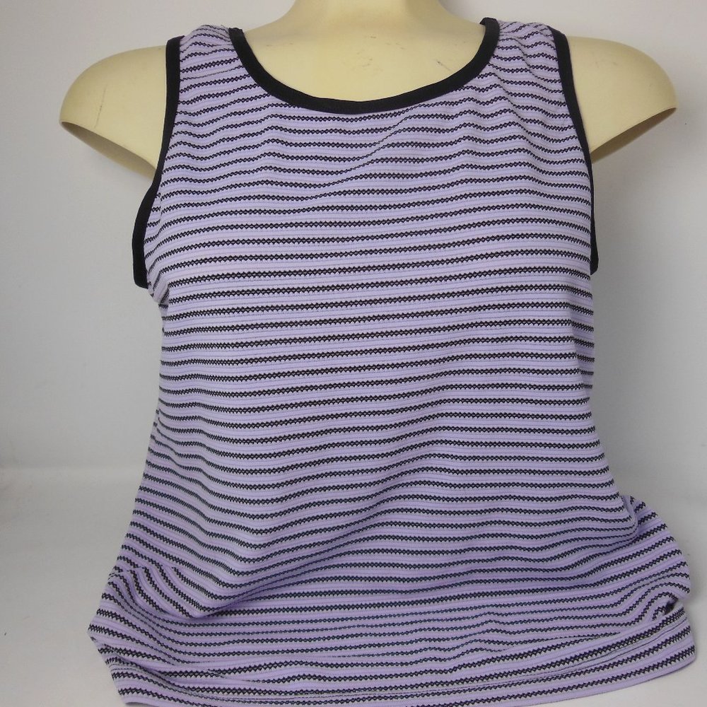 Women's Tail Tech Tennis/Golf Tank Top MED Lavender black striped, preowned